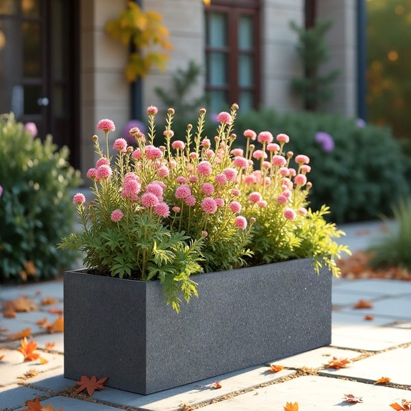 Textured Concrete Effect Trough Grey Outdoor Planter L80 W30 H30.5 cm, 73.2 ltrs Cap.