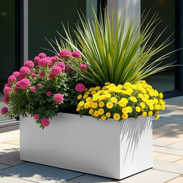 White Light Concrete Trough Garden Planter H30 L65 W19 cm, 37 ltrs Cap.