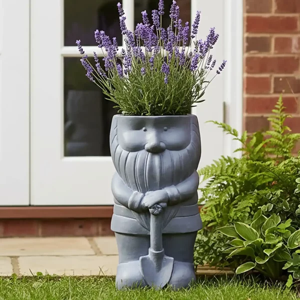 Gnome with a Shovel Oval Plant Pot L23 W21 H39 cm, 6.8 ltrs Cap.