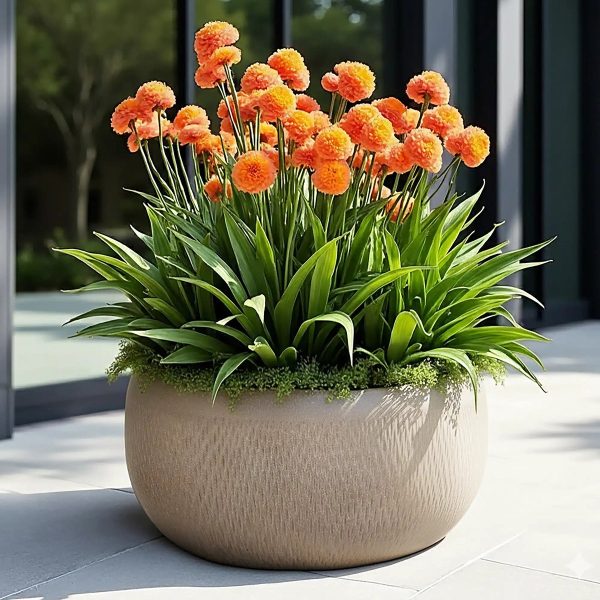 Mesh Style Taupe Bowl Garden Planter, Outdoor Plant Pot D29 H13.5 cm, 9 ltrs Cap.
