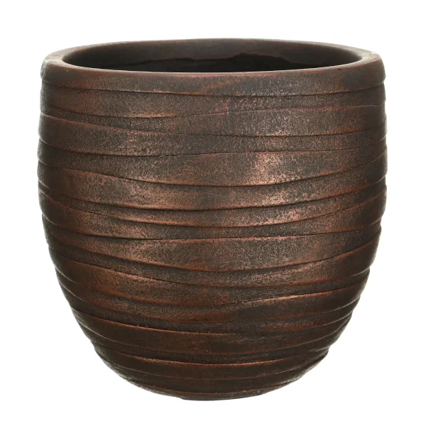 Row Style Bronze Round Planter, Indoor Plant Pot D23 H25.5 cm, 14 ltrs Cap.