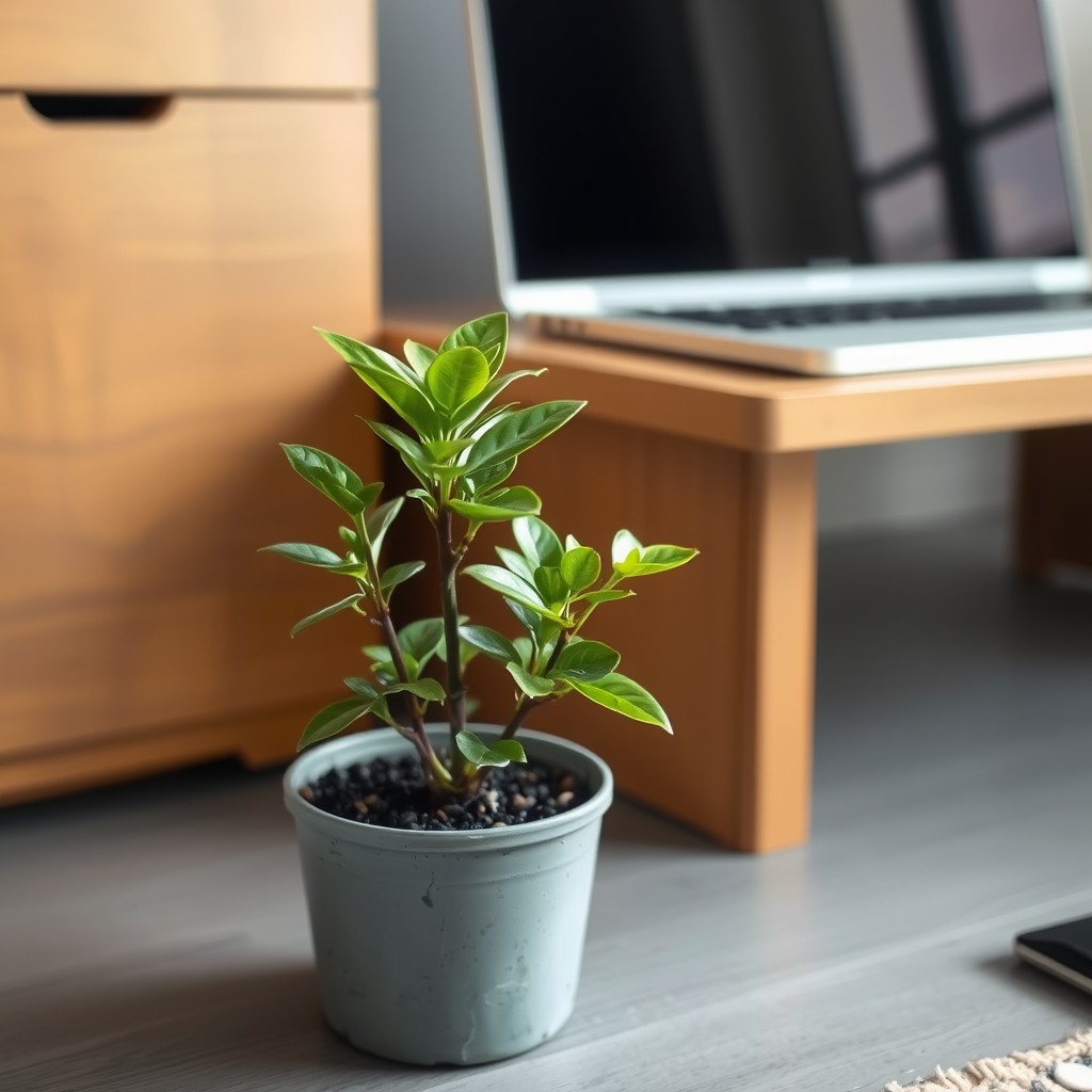 Stylish outdoor planter with drought-resistant plant