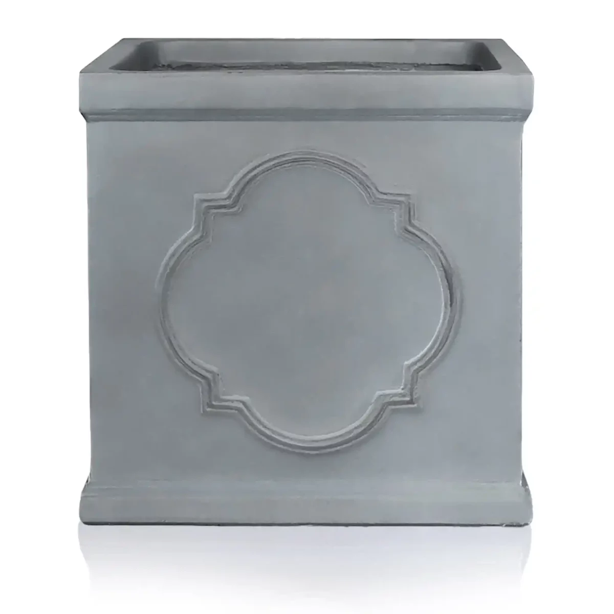 Faux Lead Windsor Box Square Grey Light Stone Garden Planter W37 H37 L37 cm, 50 ltrs Cap.