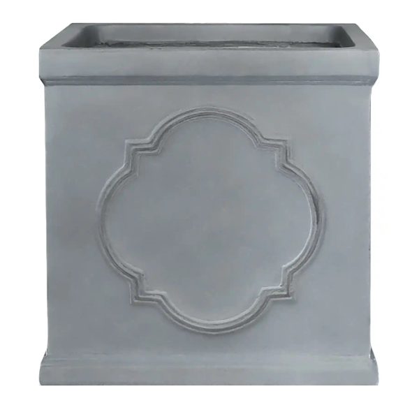 Faux Lead Windsor Box Square Grey Light Stone Garden Planter W37 H37 L37 cm, 50 ltrs Cap.