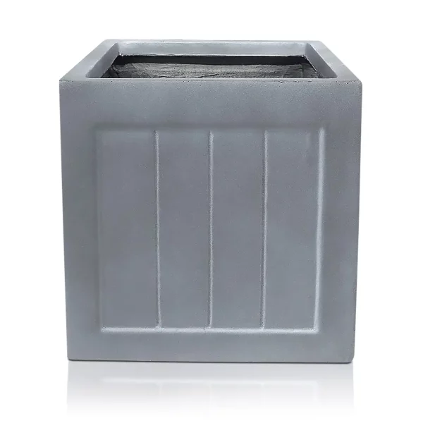 Faux Lead Regency Box Square Grey Light Stone Garden Planter W37 H36 L37 cm, 49 ltrs Cap.