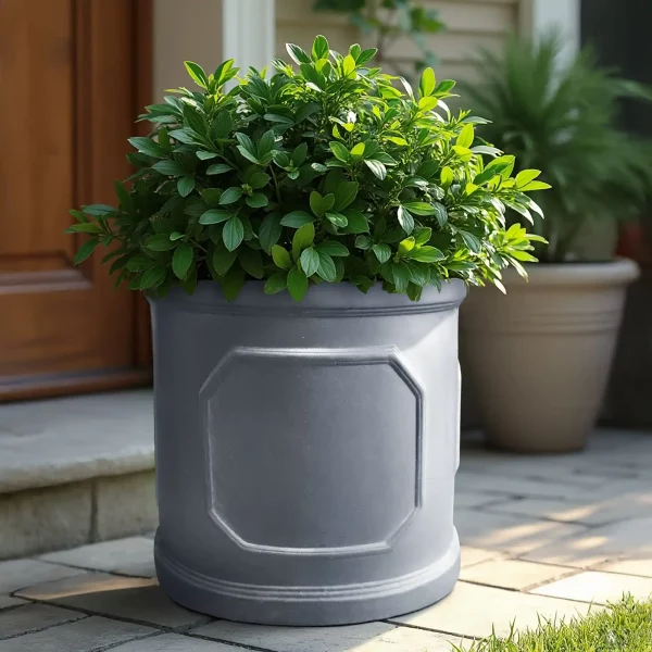 Faux Lead Chelsea Round Grey Light Stone Outdoor Garden Planter D37 H37 cm, 39 ltrs Cap.