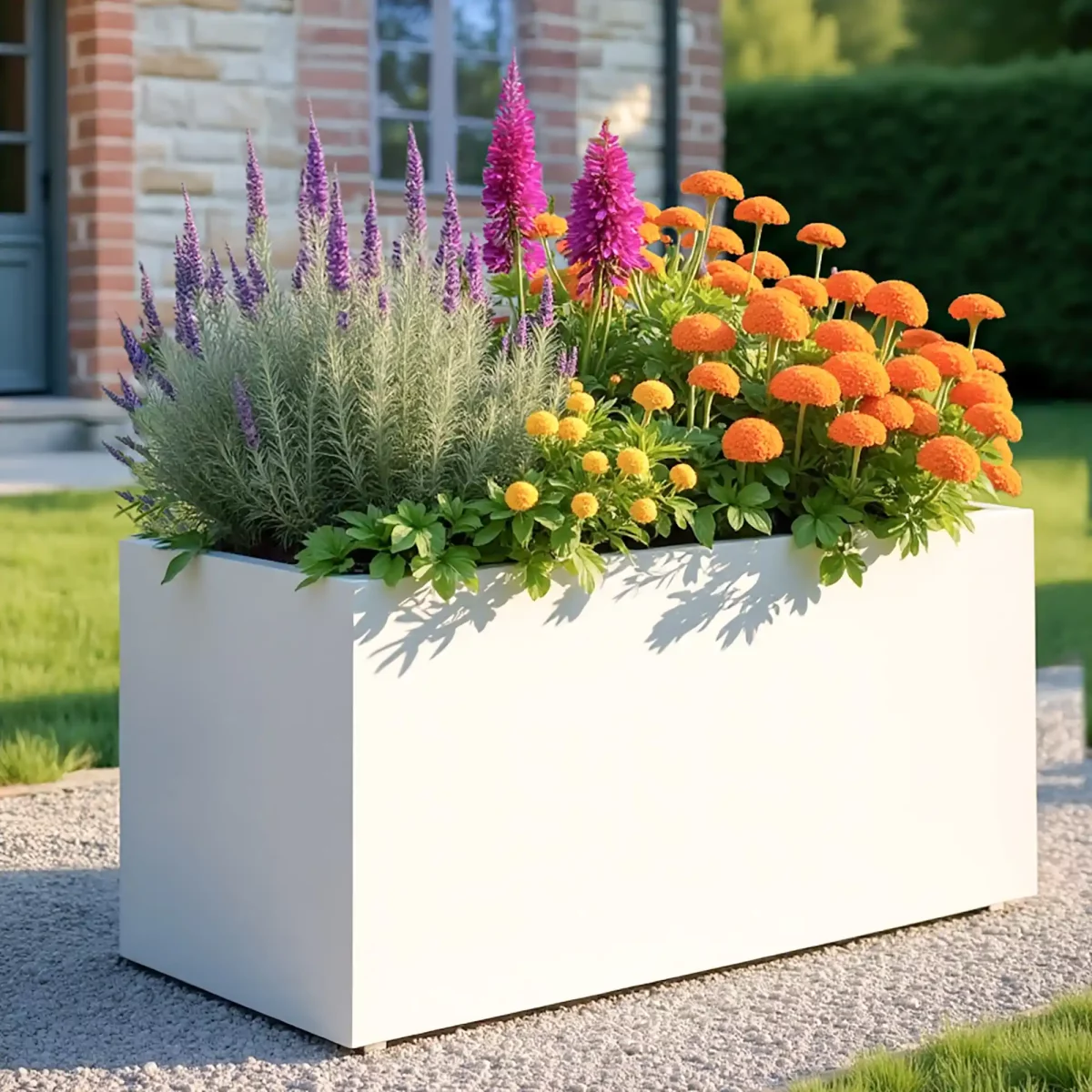 White Light Concrete Trough Garden Planter H51.5 L100 W36 cm, 185 ltrs Cap.