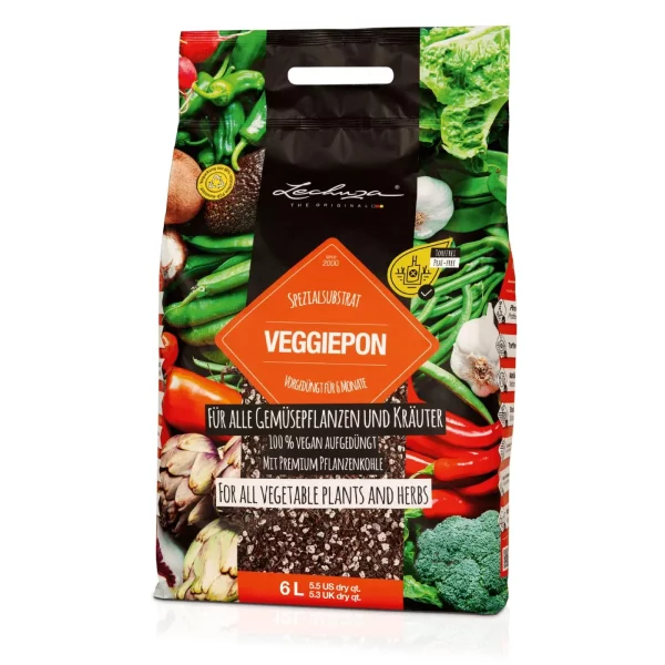 LECHUZA VEGGIEPON Organic Potting Mix for Vegetables and Herbs, 12L