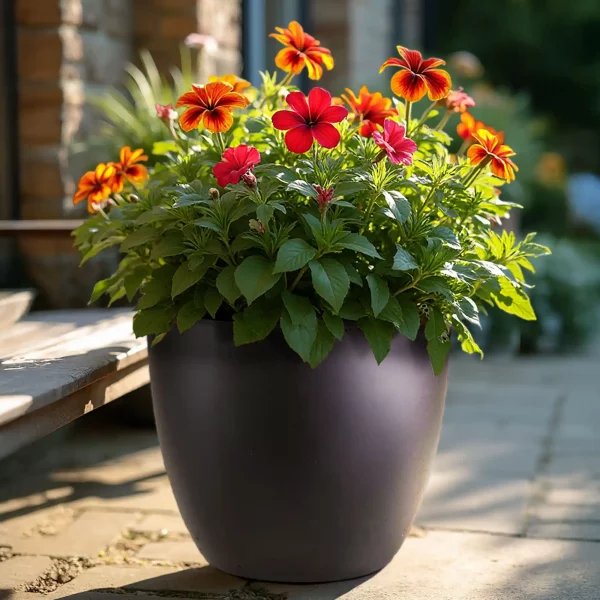 Black Light Concrete Egg Garden Planter D50 H50 cm, 98 ltrs Cap.