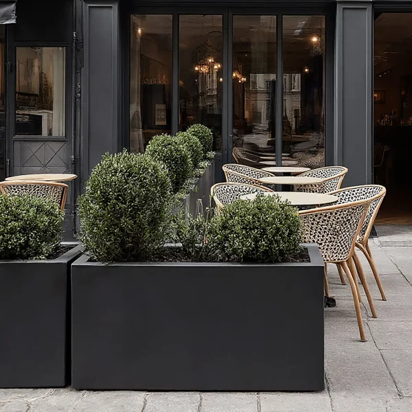AXIS Black-Grey Fibreglass Large Trough Outdoor Planter, H60 L90 W50 cm, 270 ltrs Cap.