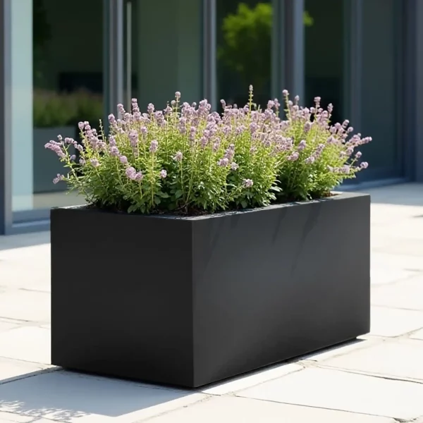 AXIS Black-Grey Fibreglass Large Trough Outdoor Planter, H50 L100 W50 cm, 250 ltrs Cap.