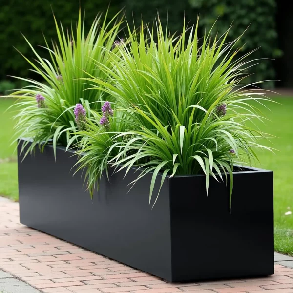 AXIS Black-Grey Fibreglass Large Trough Outdoor Planter, H40 L150 W40 cm, 240 ltrs Cap.