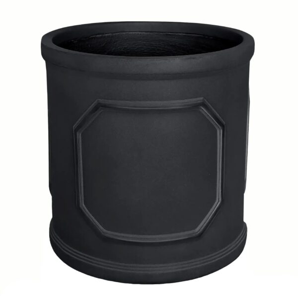 Faux Lead Chelsea Round Dark Grey Light Stone Outdoor Garden Planter D37 H37 cm, 39 ltrs Cap.
