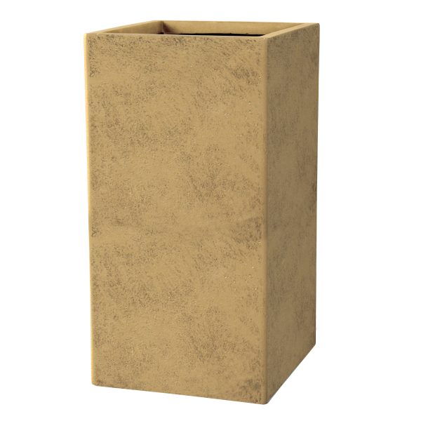 Tall Square Planter, Gold Light Concrete Indoor Plant Pot H60 L27 W27 cm, 33 ltrs Cap.