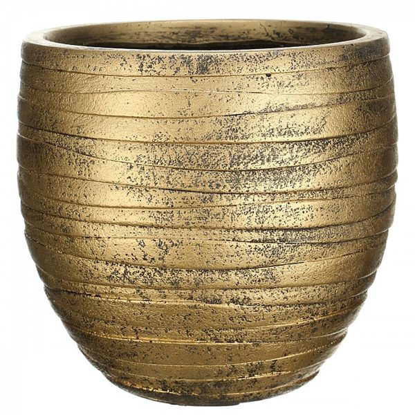 Row Style Gold Round Planter, Indoor Plant Pot D33 H31 cm, 34L